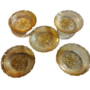(5) Damaged Carnival Glass Iris & Herringbone Soup Bowl‎ 8" Jeannette Glass 1441